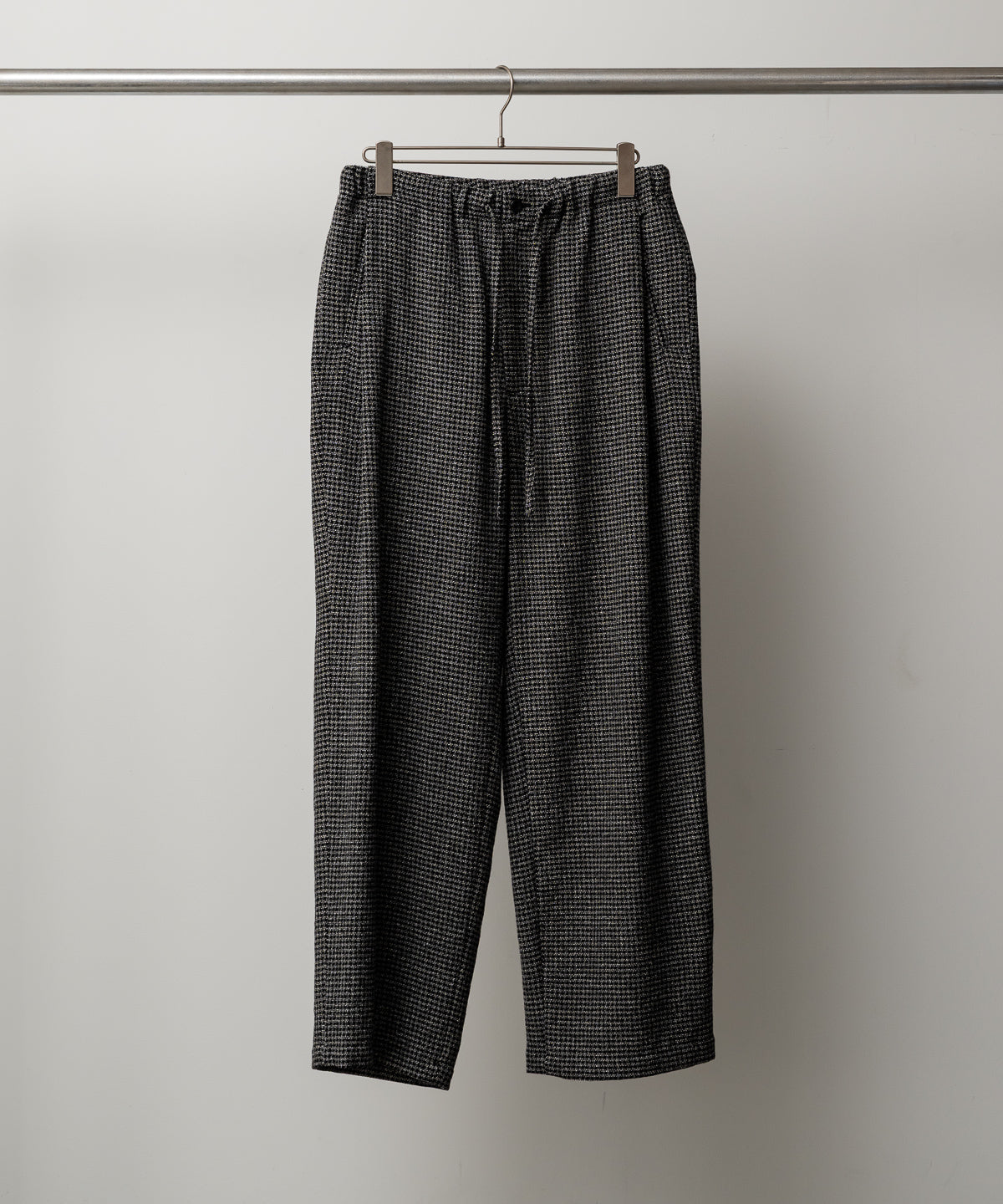 WOOL SILK CHECK DRAWSTRING PANTS