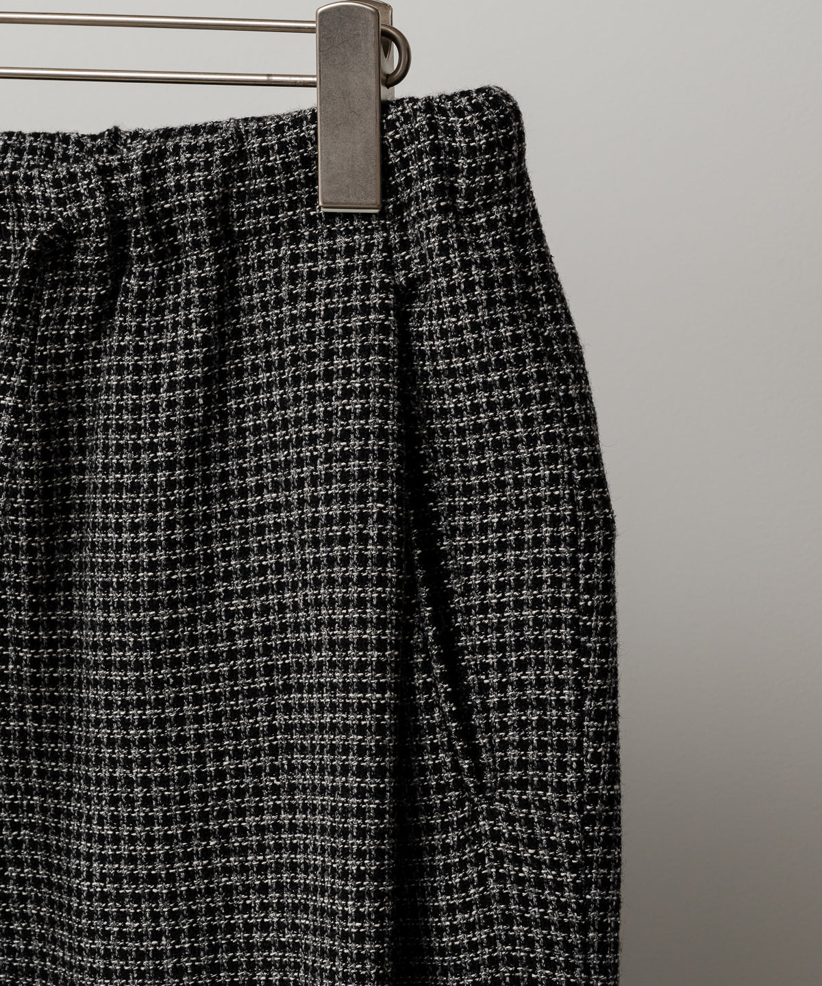 WOOL SILK CHECK DRAWSTRING PANTS