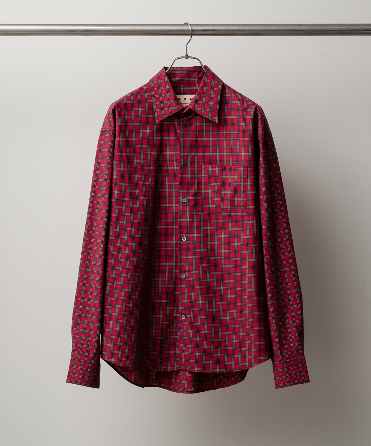 SPREAD COLLAR COTTON SHIRT(レッドチェック)