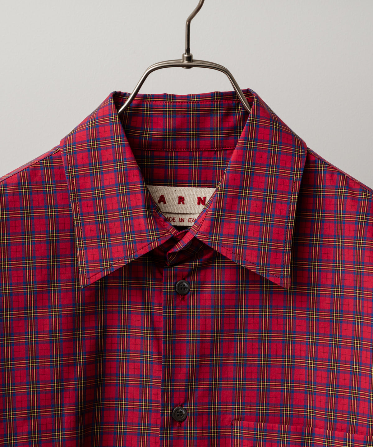 SPREAD COLLAR COTTON SHIRT(レッドチェック)