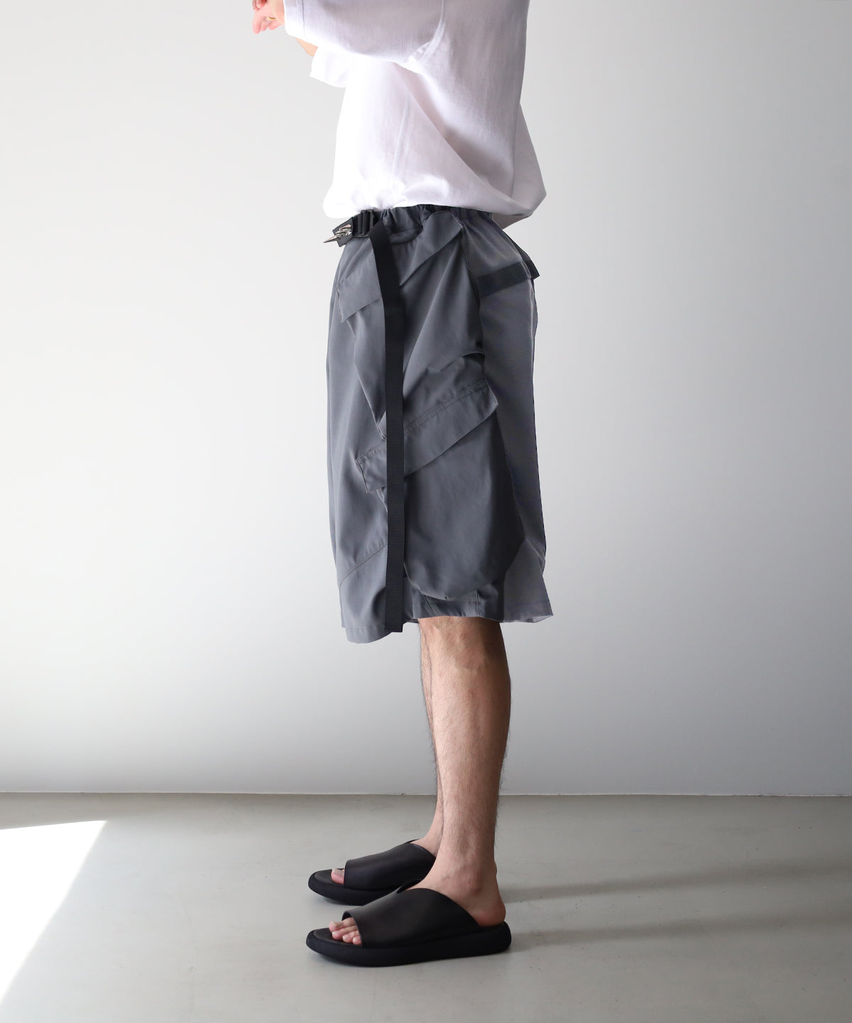 LAST1>> SP56A-M NYLON STRETCH DOUBLE CARGO SHORT PANTS