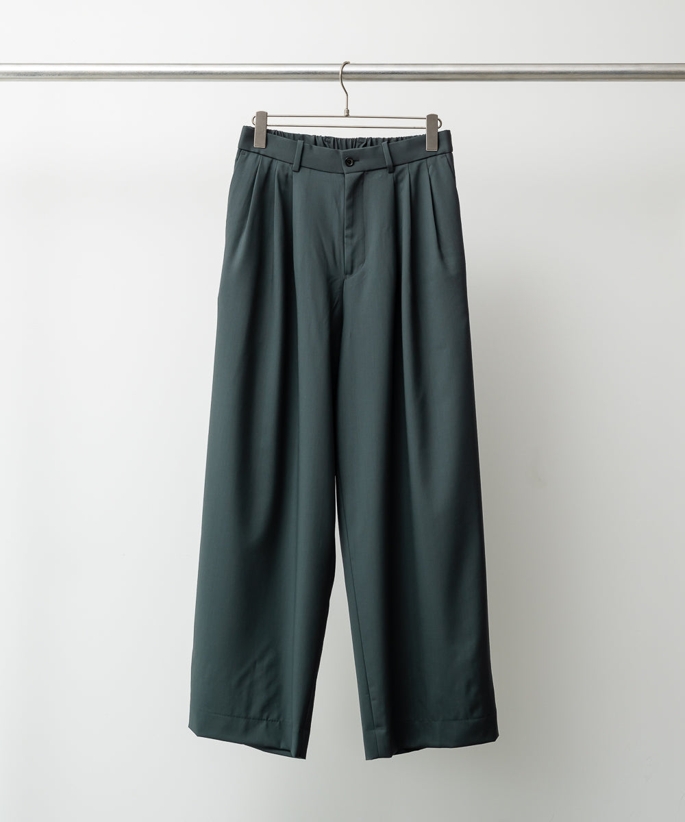 TRIPLE PLEATED WIDE TROUSERS / オーガニックウール2/80トロピカル