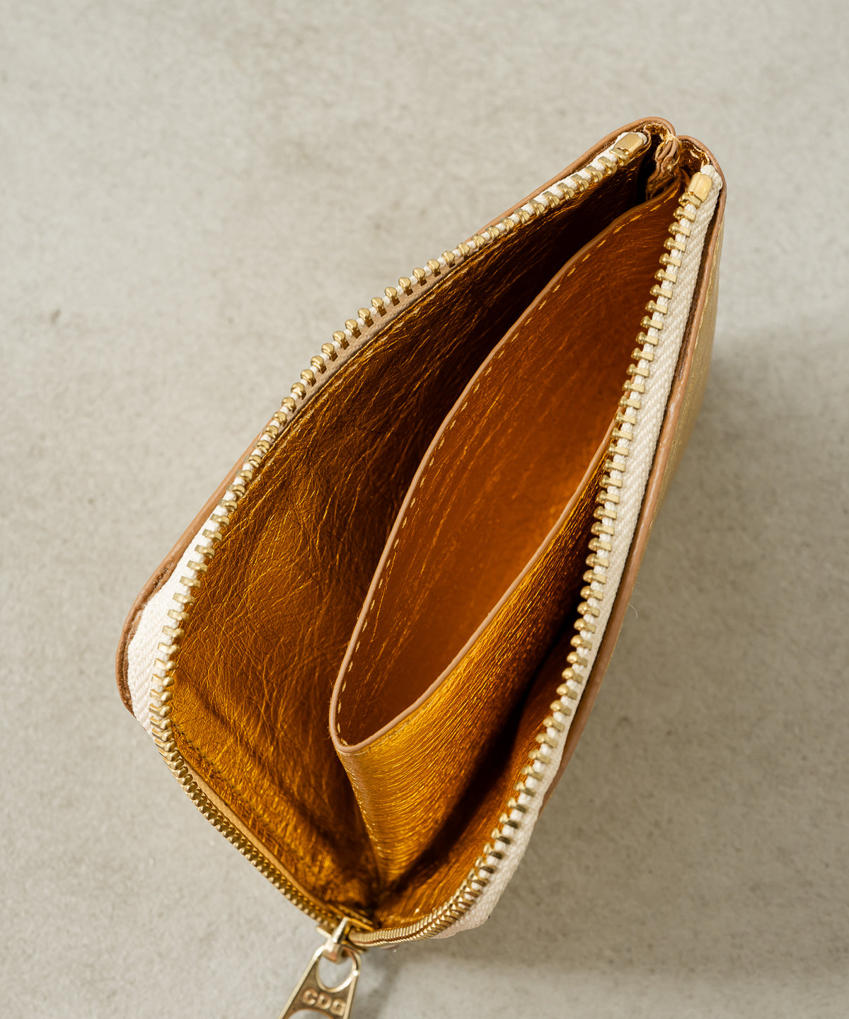 GOLD AND SILVER L ZIP WALLET