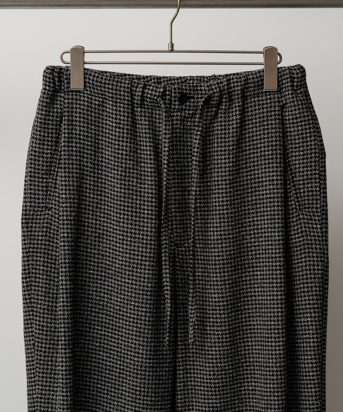 WOOL SILK CHECK DRAWSTRING PANTS