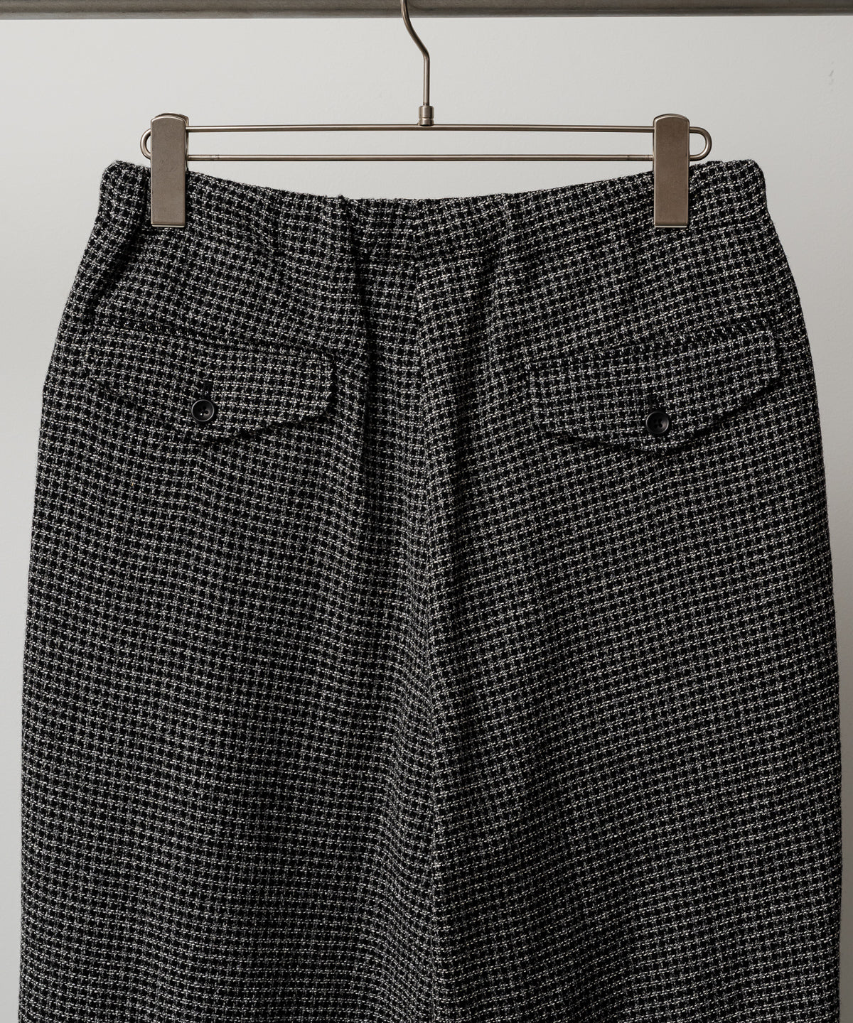 WOOL SILK CHECK DRAWSTRING PANTS
