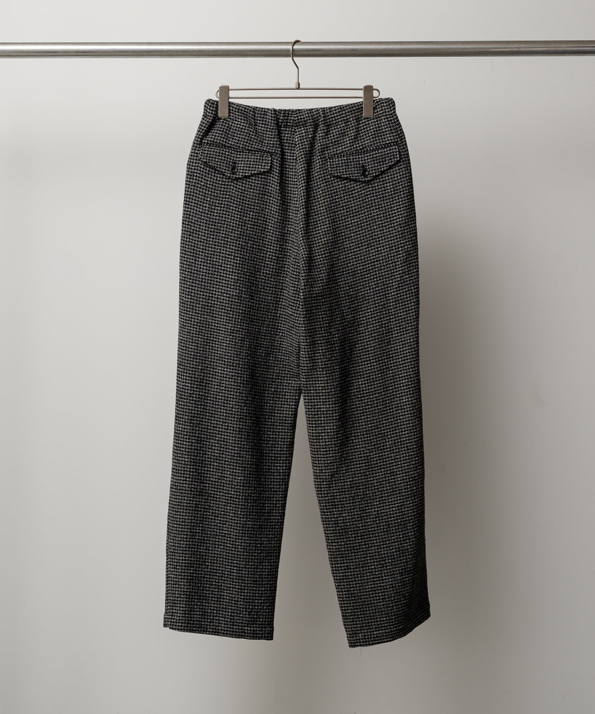 WOOL SILK CHECK DRAWSTRING PANTS