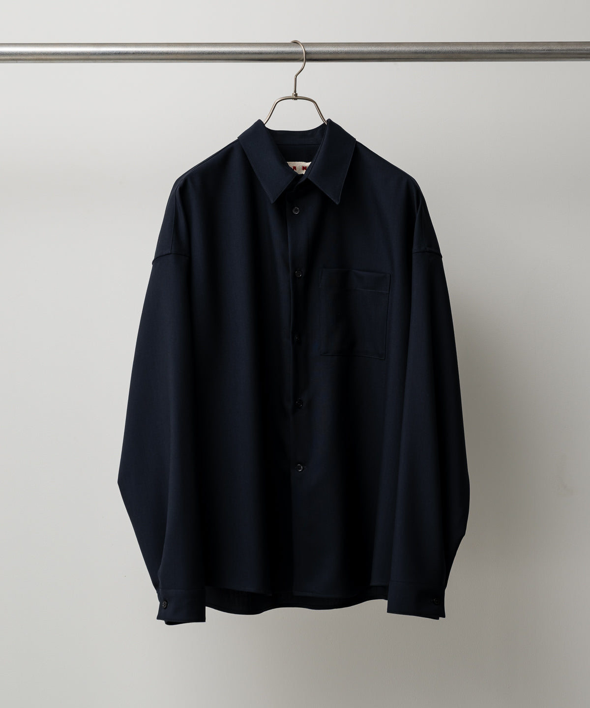 MARNI マルニ WOOL SHIRT ウールシャツ 黒 ブラック 46 WOOL L/S SHIRT