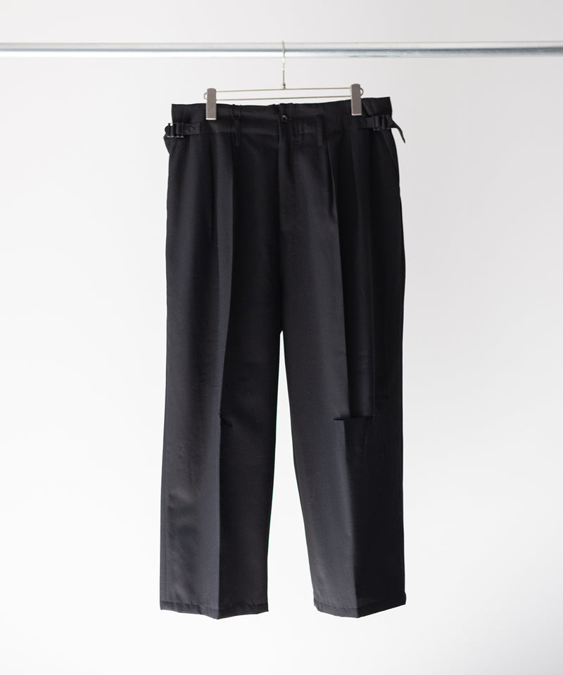 LAST1>> WOOL DAMAGE WIDE SLACKS - ANCELLM