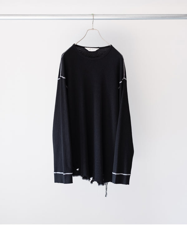 DAMAGE WAFFLE CREW LS T-SHIRT - ANCELLM