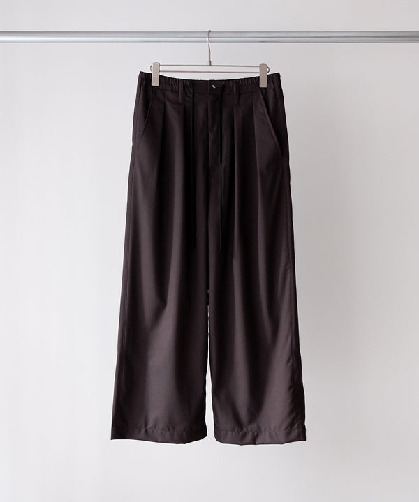 WOOL CALMSSKIN TUCK EASY SLACKS - ANCELLM