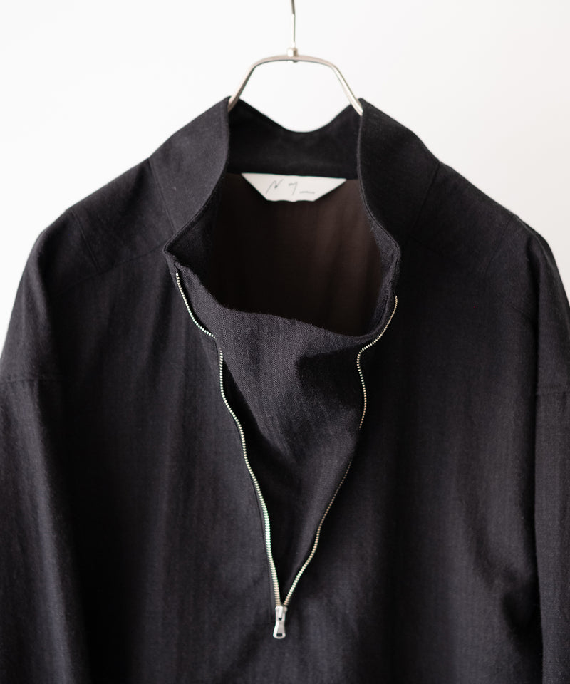 ANCELLM WOOL PULL OVER SHIRT 黒　サイズ3 ANCELLM - WOOL PULL OVER SHIRT | BLACK | シャツ | NapsNote