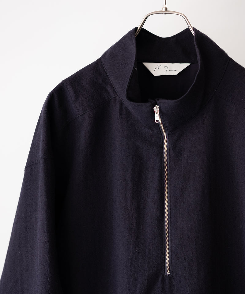 WOOL HALF ZIP PULL OVER SHIRT - ANCELLM
