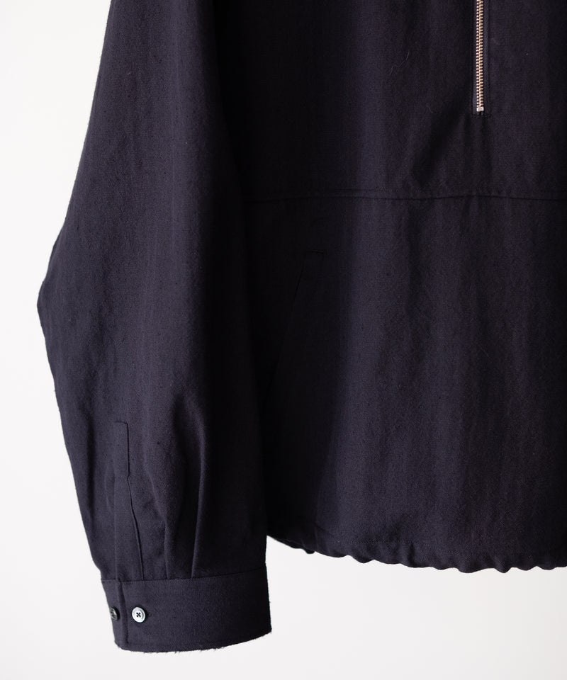 WOOL HALF ZIP PULL OVER SHIRT - ANCELLM