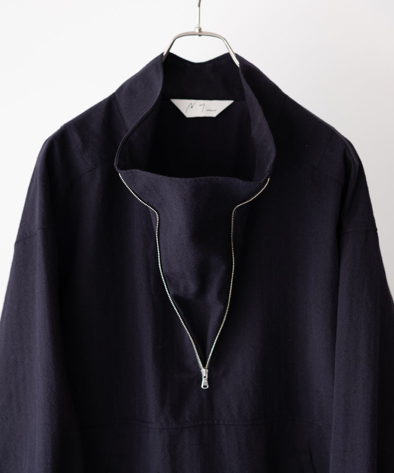 WOOL HALF ZIP PULL OVER SHIRT - ANCELLM