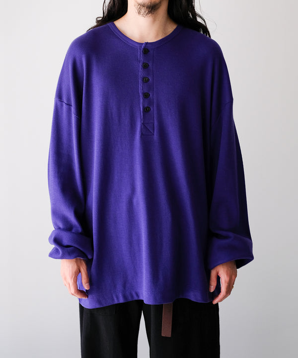 C/CASH HONEYCOMB HENLEY-NECK TOP - ULTERIOR