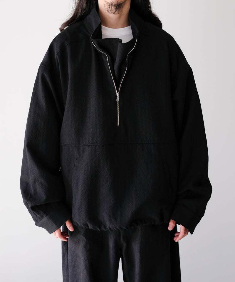 WOOL HALF ZIP PULL OVER SHIRT - ANCELLM