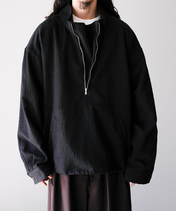 WOOL HALF ZIP PULL OVER SHIRT - ANCELLM