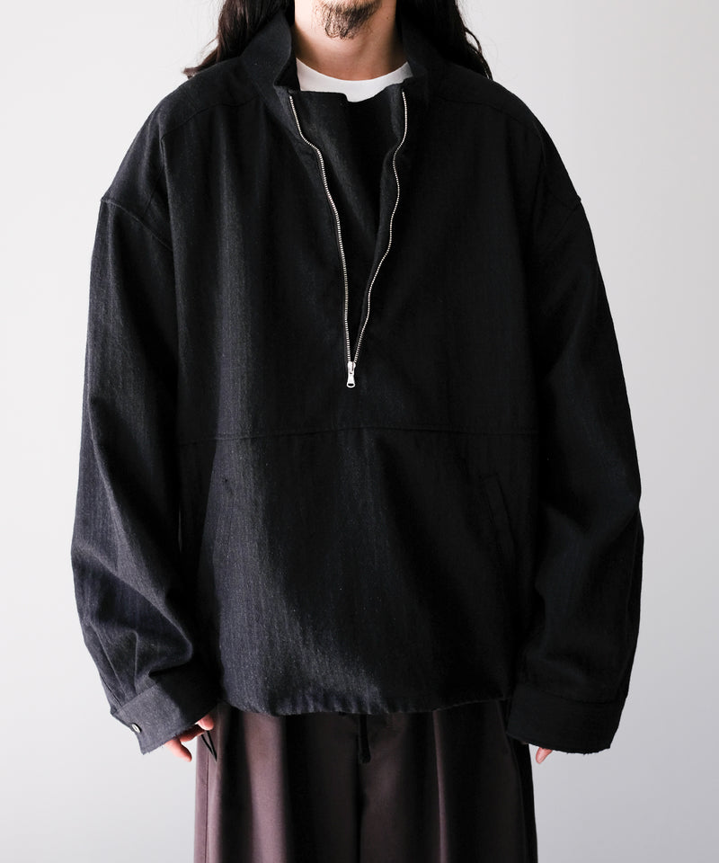 ANCELLM WOOL PULL OVER SHIRT 黒　サイズ3 ANCELLM - WOOL PULL OVER SHIRT | BLACK | シャツ | NapsNote