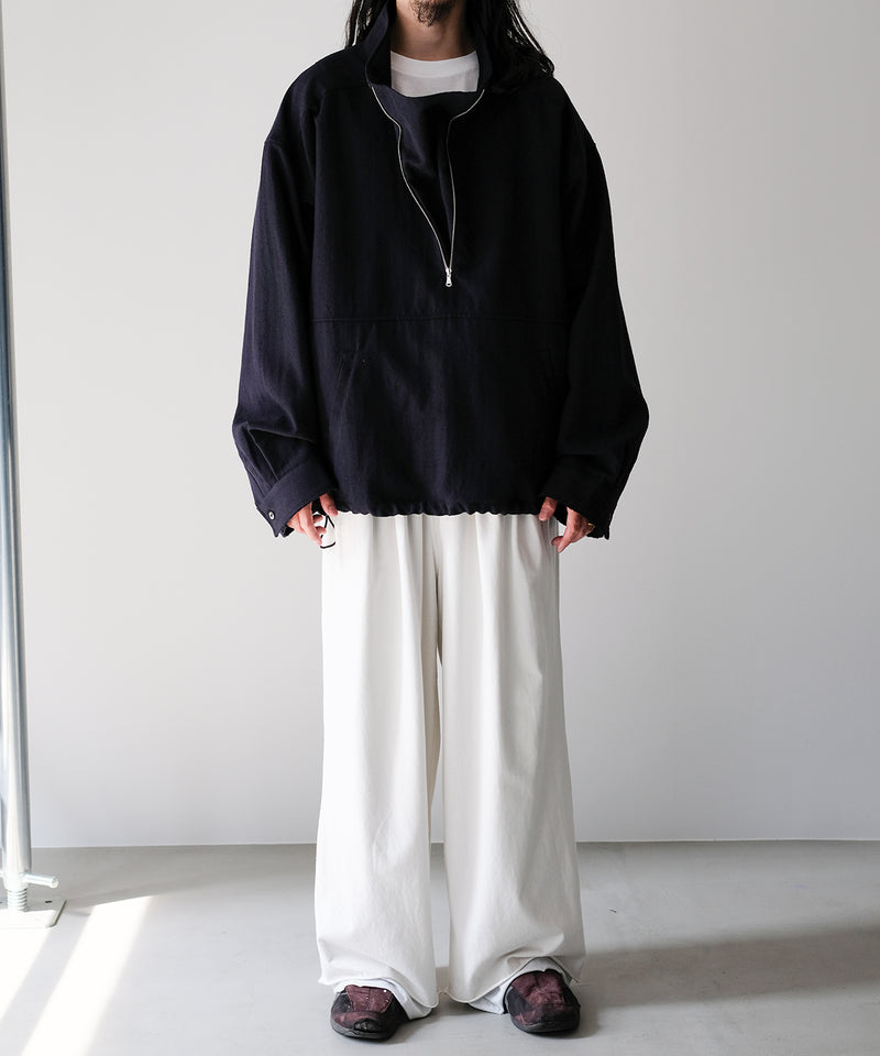 WOOL HALF ZIP PULL OVER SHIRT - ANCELLM