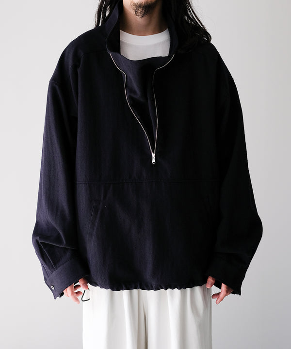WOOL HALF ZIP PULL OVER SHIRT - ANCELLM