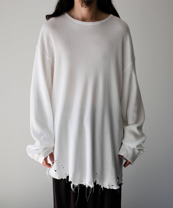 DAMAGE WAFFLE CREW LS T-SHIRT - ANCELLM