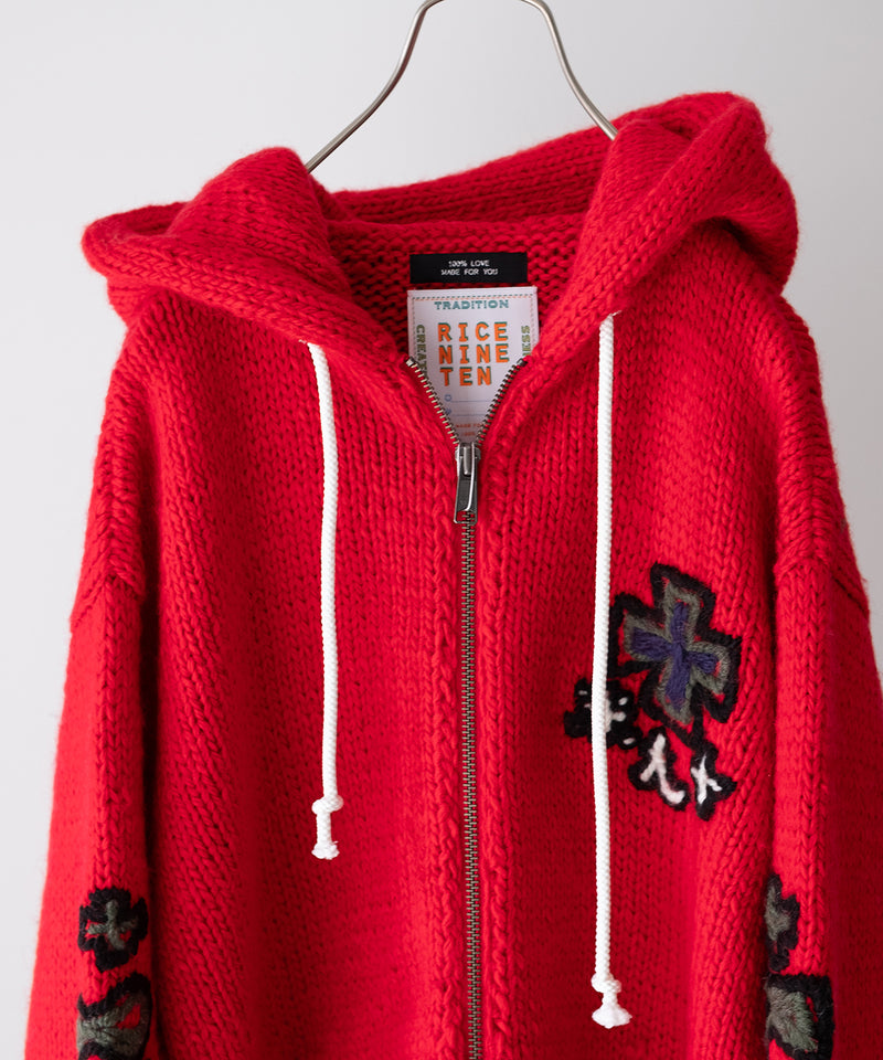 HAND KINITTED SK8 ZIP HOODIE - RICENINETEN