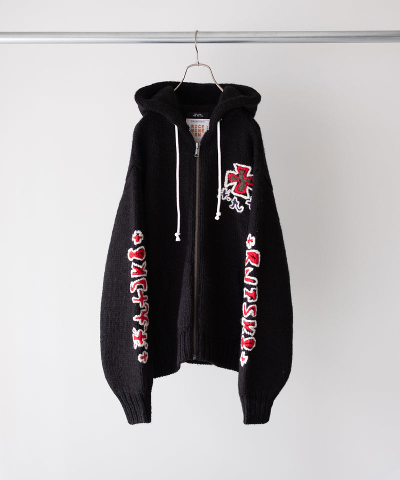 HAND KINITTED SK8 ZIP HOODIE - RICENINETEN