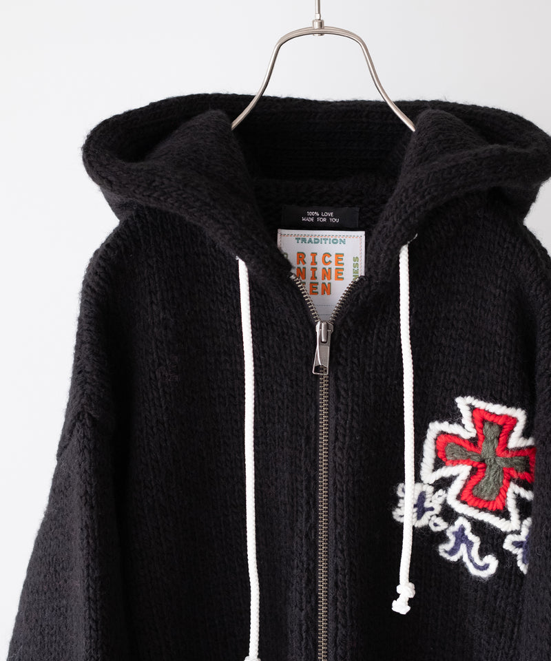 HAND KINITTED SK8 ZIP HOODIE - RICENINETEN