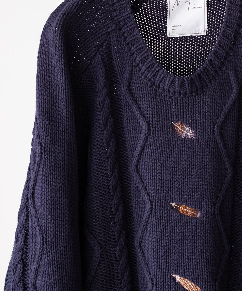 EMBROIDERY CABLE STICH KNIT - ANCELLM