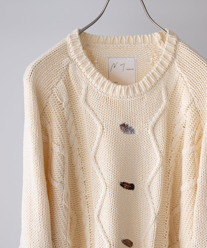 EMBROIDERY CABLE STICH KNIT - ANCELLM