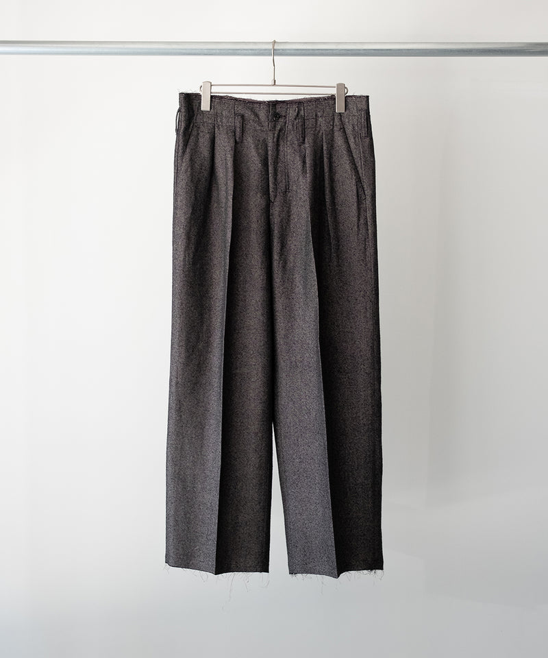 SHRINK WOOL WIDE SLACKS - ANCELLM