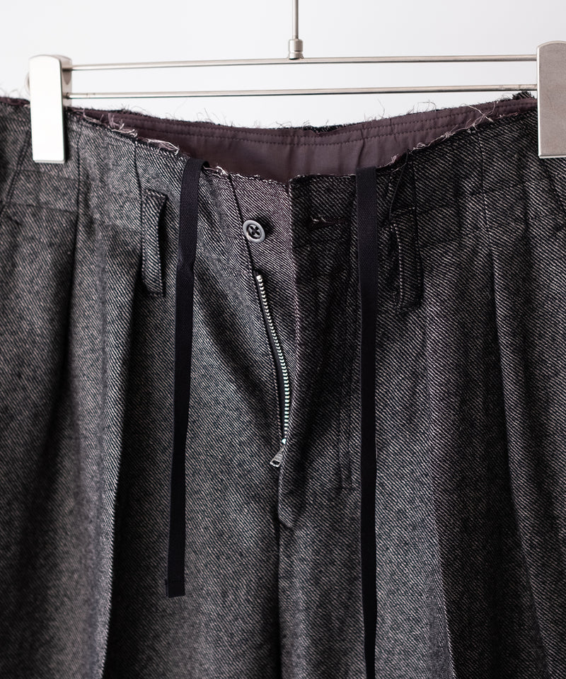 SHRINK WOOL WIDE SLACKS - ANCELLM