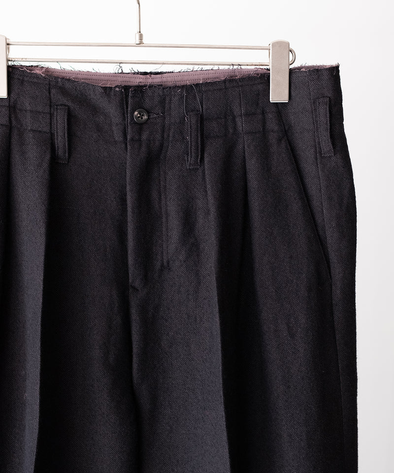 SHRINK WOOL WIDE SLACKS - ANCELLM