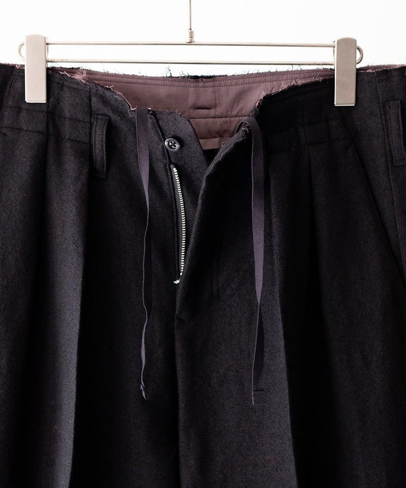 SHRINK WOOL WIDE SLACKS - ANCELLM