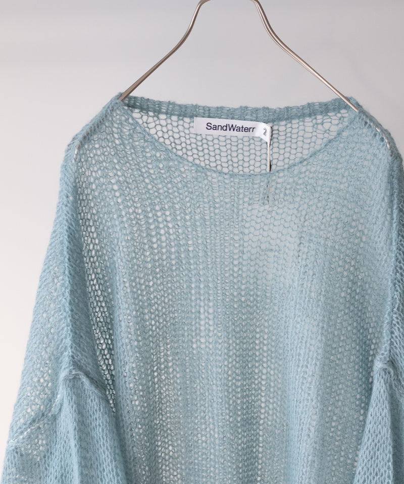 RESEARCHED  BOAT NECK SWEATER /  MOHAIR MIX YARN -SandWaterr