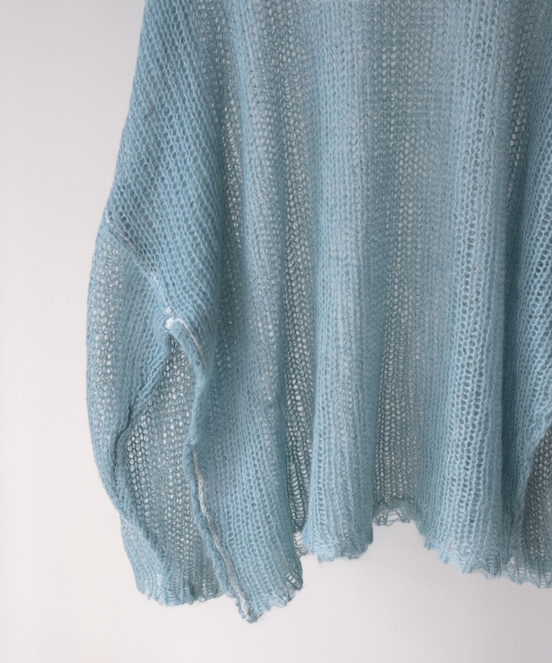RESEARCHED  BOAT NECK SWEATER /  MOHAIR MIX YARN -SandWaterr