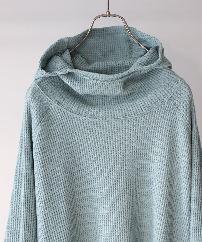 ORGANIZED HOODED PULLOVER LONG TOP / COTTON THERMAL -SandWaterr