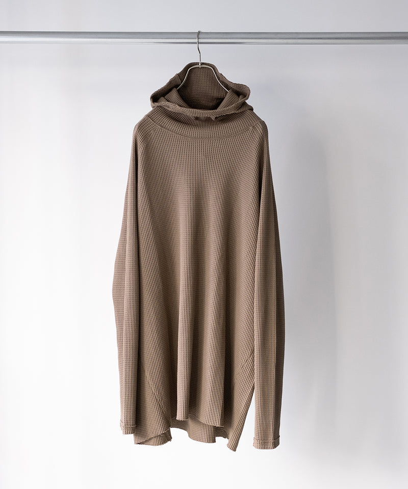 ORGANIZED HOODED PULLOVER LONG TOP / COTTON THERMAL -SandWaterr