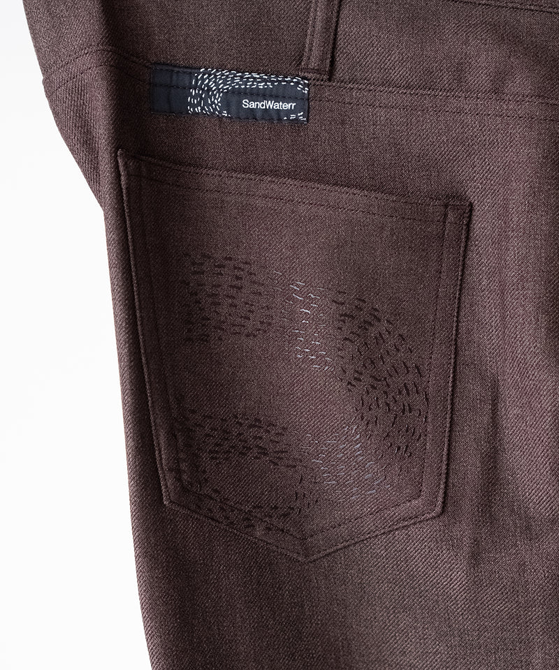 RESEARCHED 5P PANTS / POLY MIX TWILL -SandWaterr