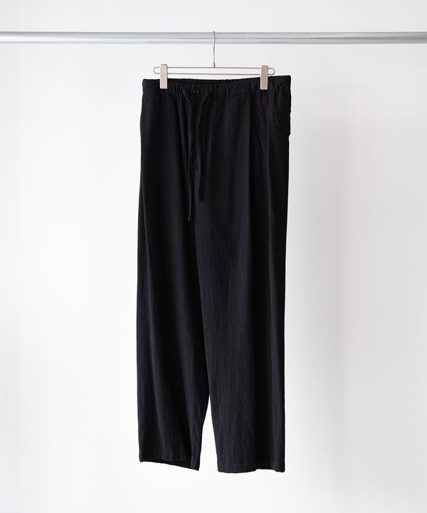 WASHED WOOL SILK STRIPE DRAWSTRING PANTS - ULTERIOR