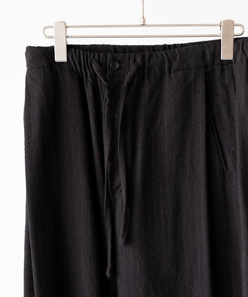 WASHED WOOL SILK STRIPE DRAWSTRING PANTS - ULTERIOR