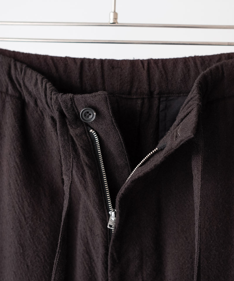 WASHED WOOL SILK STRIPE DRAWSTRING PANTS - ULTERIOR
