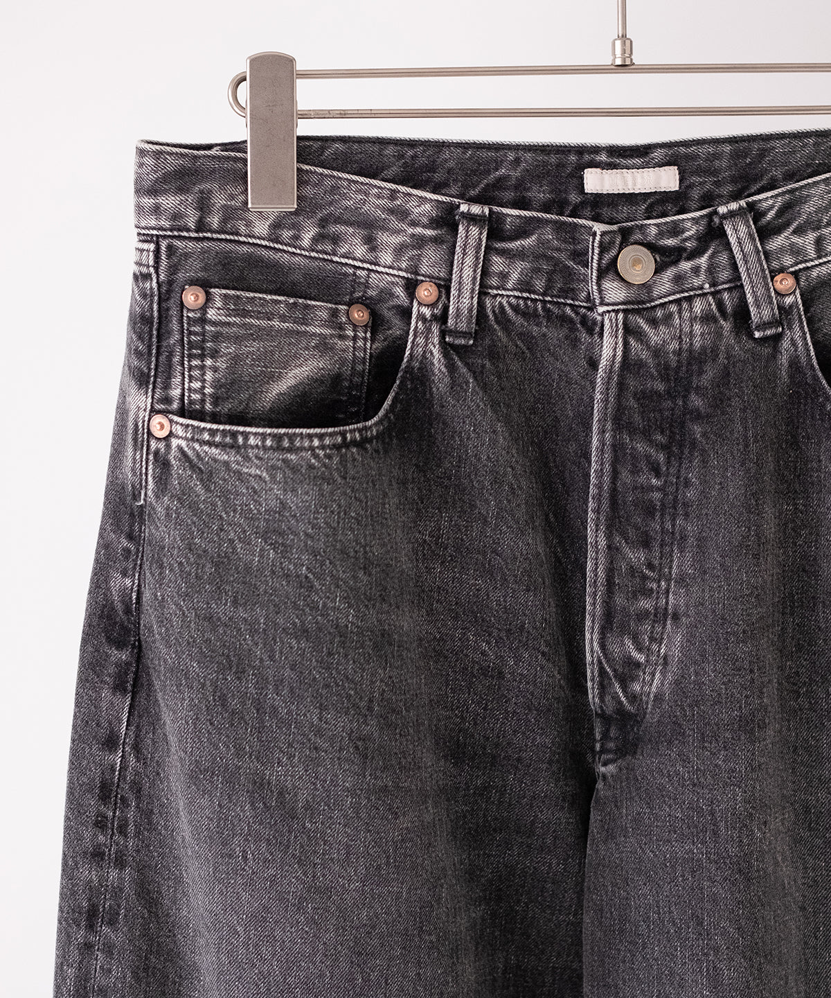 VINTAGE WASHED SELVEDGE BLACK DENIM 5P PANTS
