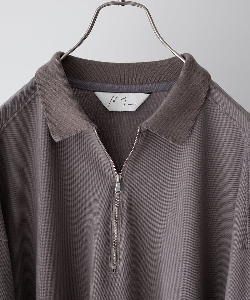 HALF ZIP POLO LS SHIRT(BLACK) – ANCELLM