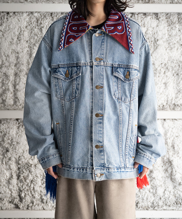 circa make sport muffler collar denim jacket - 77circa