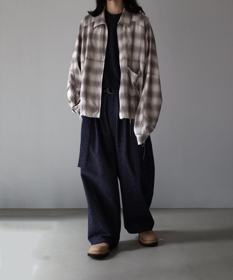 OMBRECHECK SHORT ZIPUP SHIRT - ANCELLM