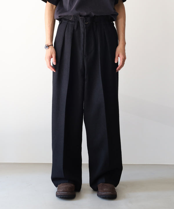 SHRINK WOOL WIDE SLACKS - ANCELLM