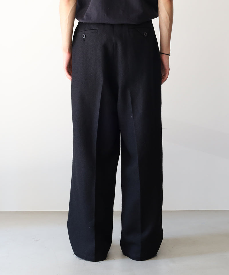SHRINK WOOL WIDE SLACKS - ANCELLM