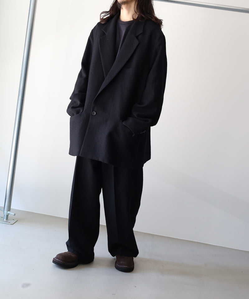 SHRINK WOOL WIDE SLACKS - ANCELLM