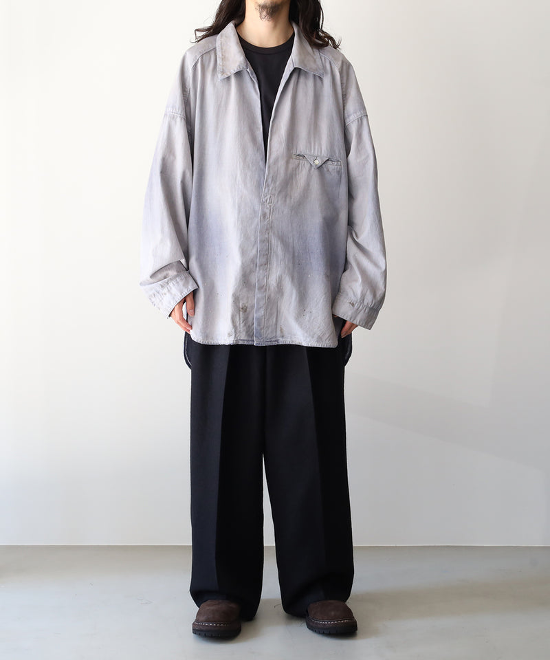 SHRINK WOOL WIDE SLACKS - ANCELLM